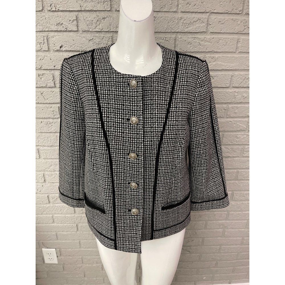 Karl Lagerfeld Black & White Tweed Blazer Size 8